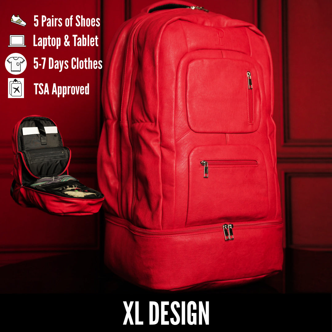 Premium Red Leather Shoe Bag for Size 17 - XL Design with Patent Protection - Perfect for Travel, Storage & Sneaker Collection Organization