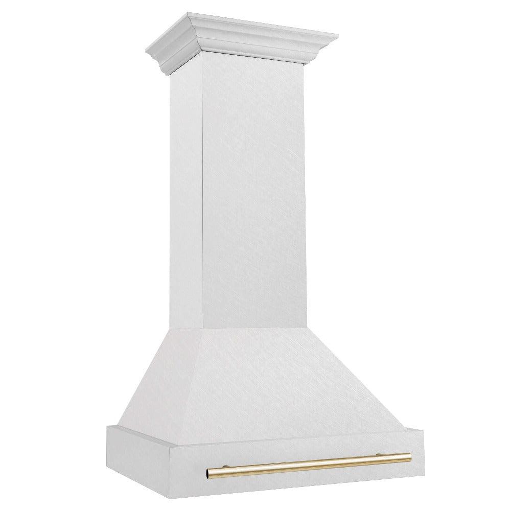 ZLINE Autograph Edition 30 Inch Stainless Steel Wall Mount Range Hood with Champagne Bronze Handle - Professional Kitchen Ventilation for Home Chefs - Perfect for Modern Kitchens, Open Concept Homes & Gourmet Cooking
