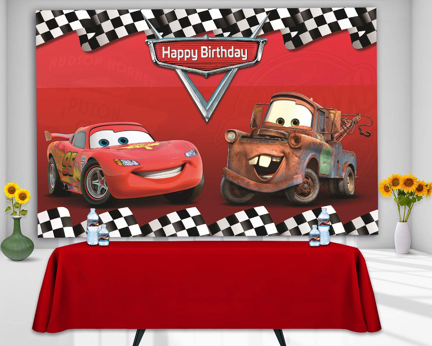 RUINI 5x3FT Car Racing Themed Backdrop - Cartoon Cars Birthday Party Decorations for Kids, Baby Showers & Race Car Themed Events | Durable Photo Background for Indoor/Outdoor Use