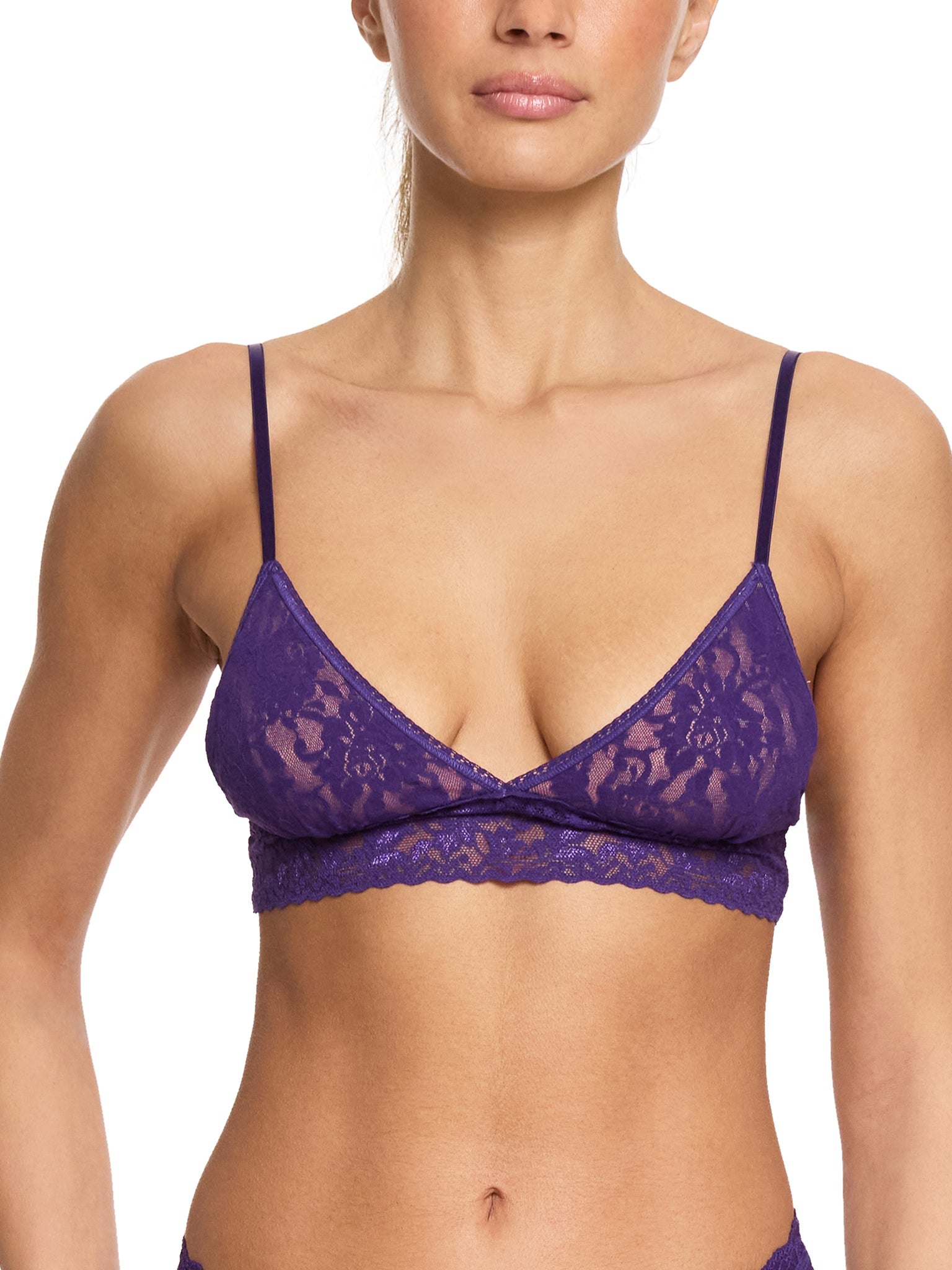 Signature Lace® Padded Triangle Bralette - Comfortable Wireless Bra for Women, Soft Stretchy Fabric, Light Support - Perfect for Yoga, Lounge & Everyday Wear