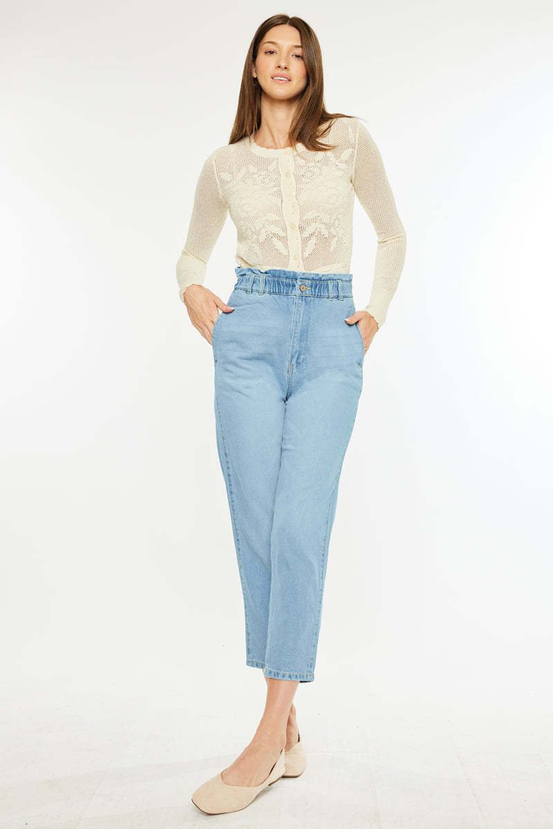 Dottie Ultra High Rise Paper Bag Slouch Fit Jeans for Women - Stretch Denim Pants with Comfortable Waistband | Perfect for Casual Outings, Date Nights & Everyday Wear