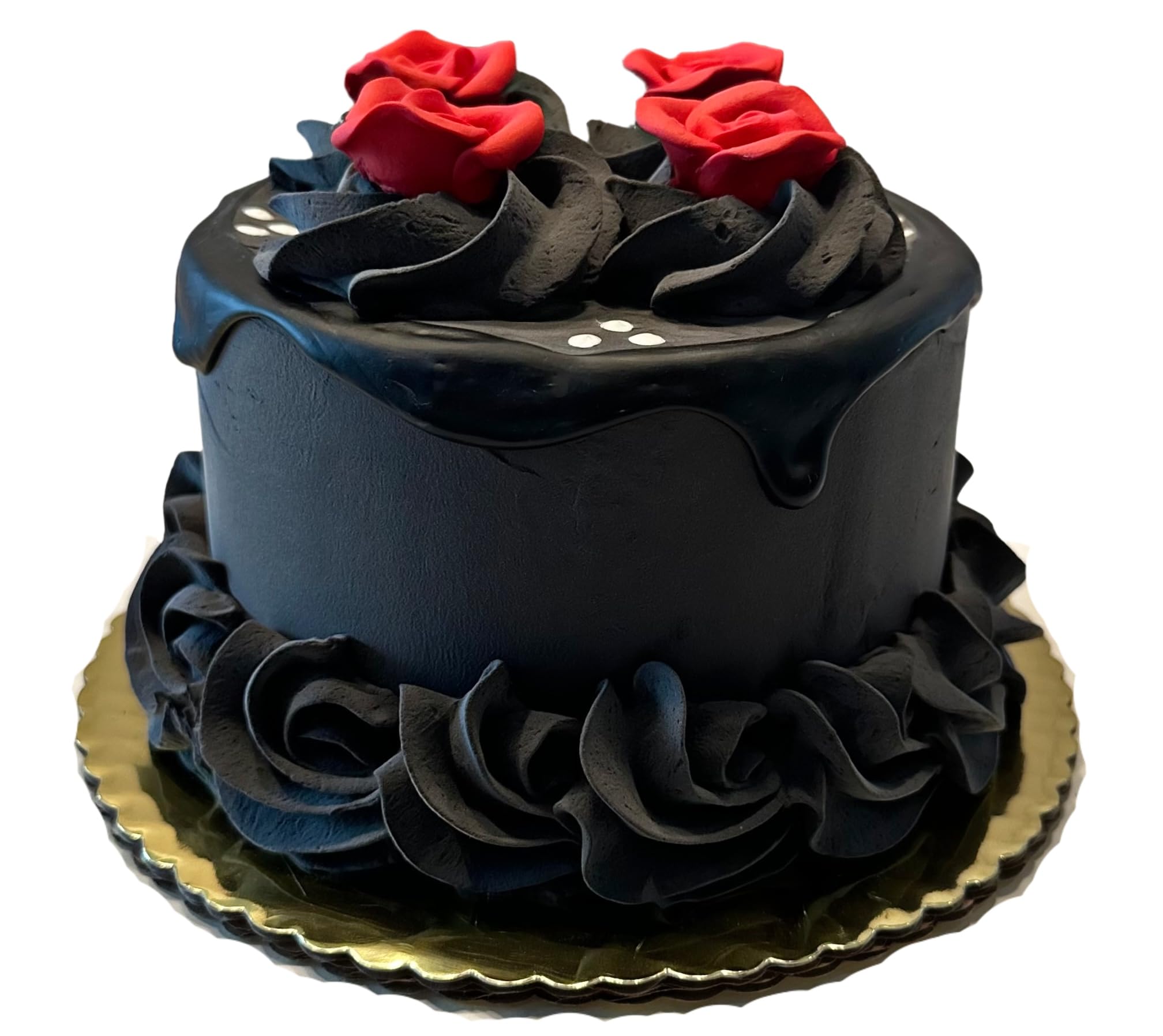 Handmade Fake Cake with Black & Red Drizzle - Artificial Decorative Cake by Dezicakes | Perfect for Wedding Centerpieces, Party Decor & Photo Props