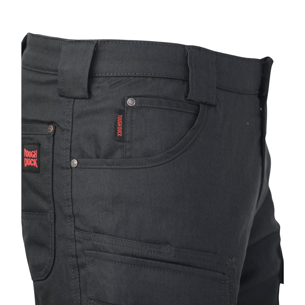 Tough Duck Men’s Fleece Lined Flex Twill Cargo Pants WP06 - Black | Heavy Duty Work Pants for Construction, Outdoor & Winter Activities
