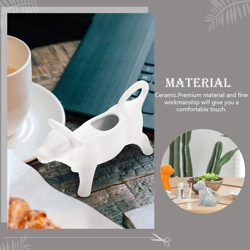 FOMIYES 2-Piece Animal Shaped Ceramic Creamer Pitcher Set - Hand Painted White Milk Jug with Handle for Coffee, Tea, Syrup - Perfect for Kitchen, Dining Table, and Gift Giving