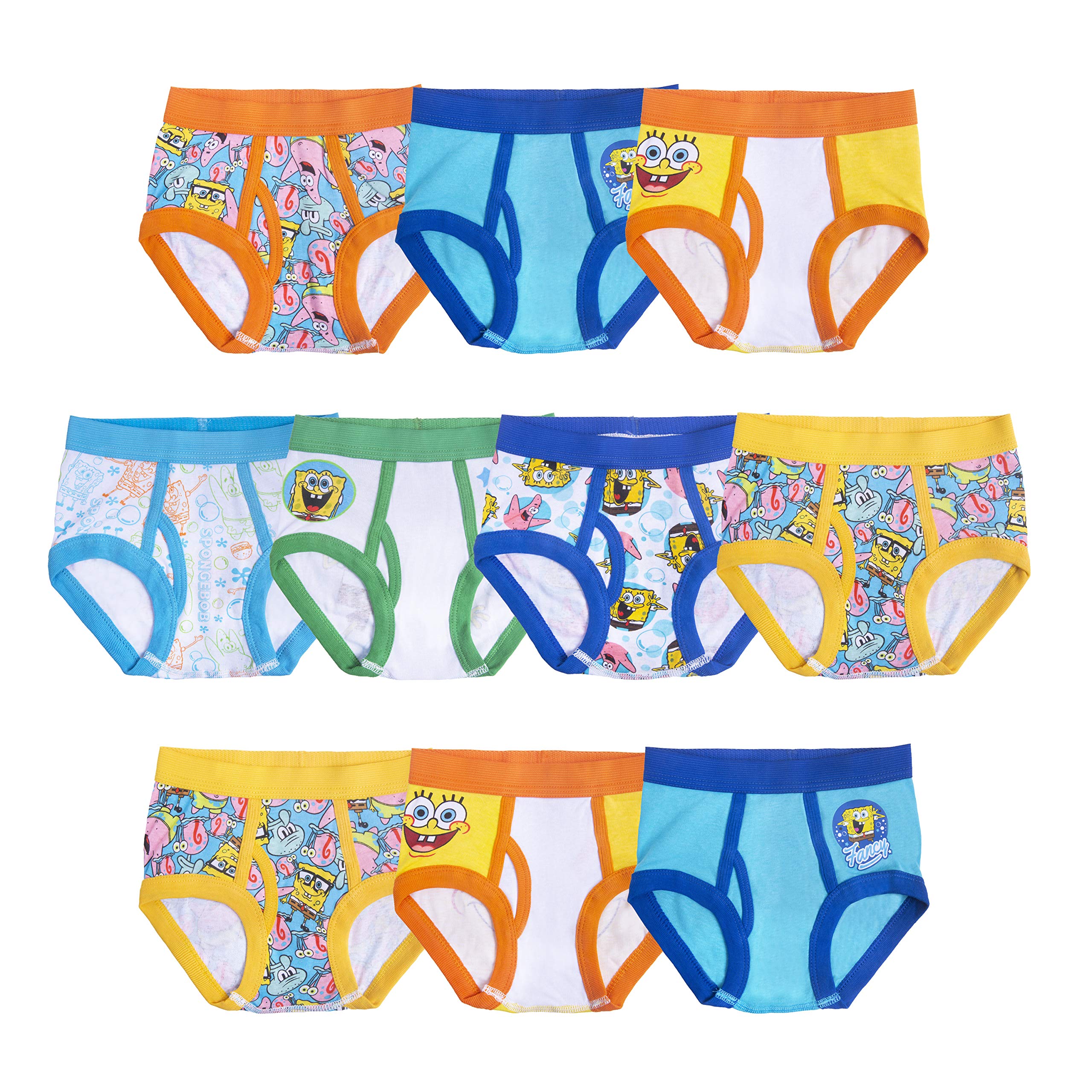 SpongeBob SquarePants Boys' Underwear Multipack - 5-Pack Cotton Briefs with Patrick & Squidward Designs (Sizes 4-12) | Amazon Exclusive | Soft & Breathable for School, Play & Sleep
