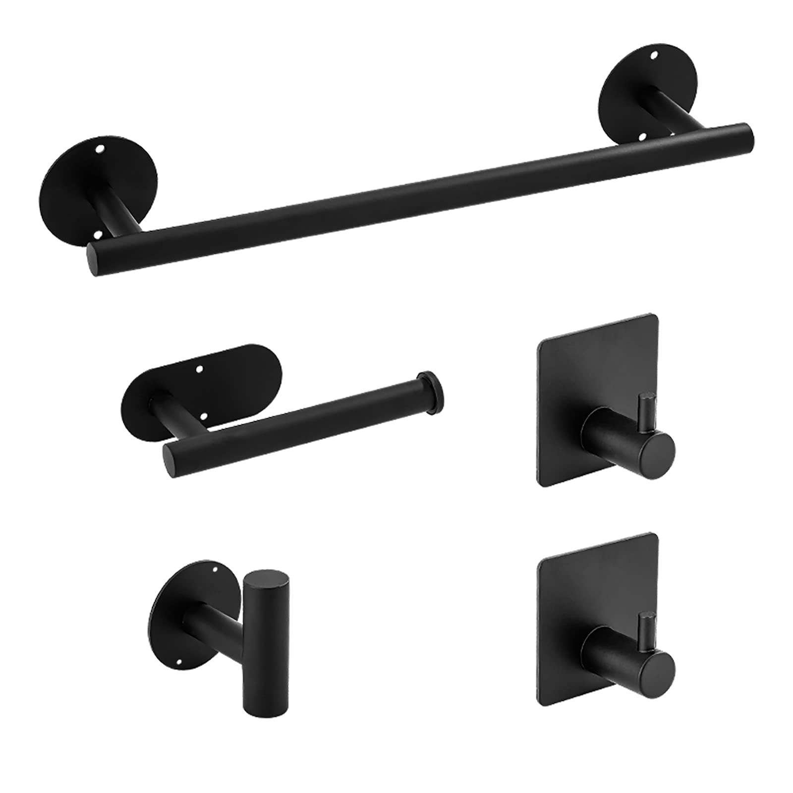 Stainless Steel Bathroom Hardware Set - 5 PCS Towel Rack & Holder for Modern Bathrooms