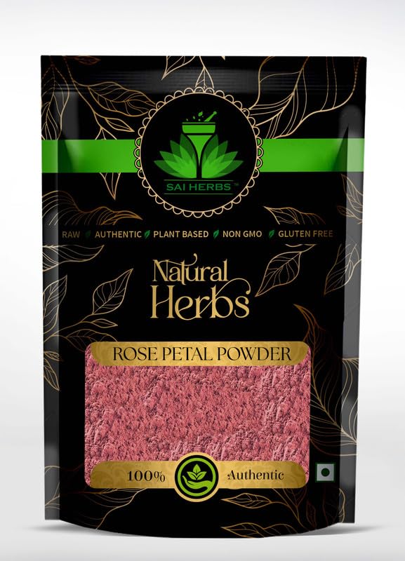 SAI HERBS Red Rose Petal Powder (Gulab Patti Powder) - 100% Pure & Natural Face Mask for Skin Brightening, Tan Removal & Glowing Complexion - DIY Beauty Treatment for Fairness & Radiance - Perfect for Spa Days & At-Home Skincare Routines (100g)
