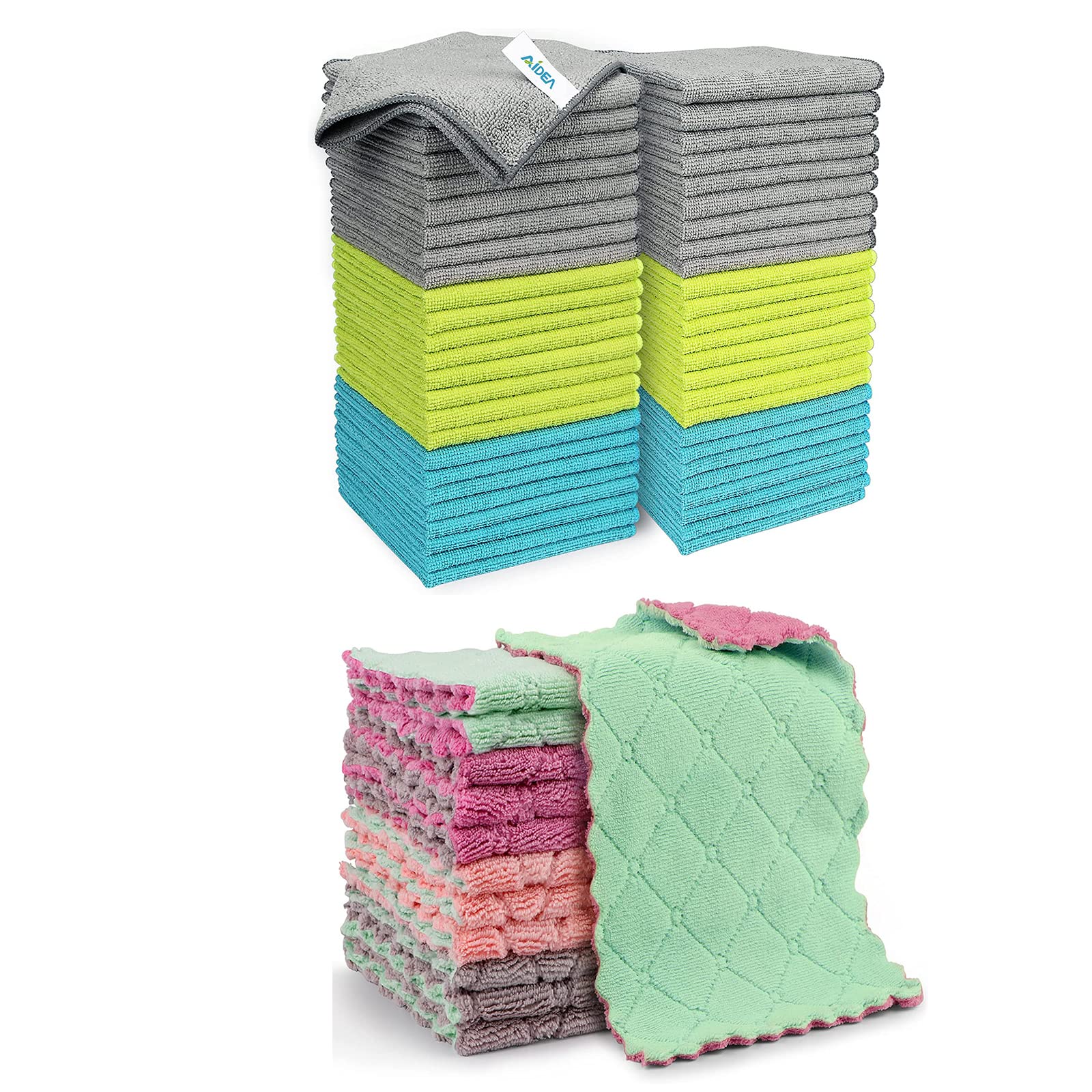 AIDEA 12 Pack Super Absorbent Dish Cloths - Fast Drying Microfiber Cleaning Towels for Kitchen & Home