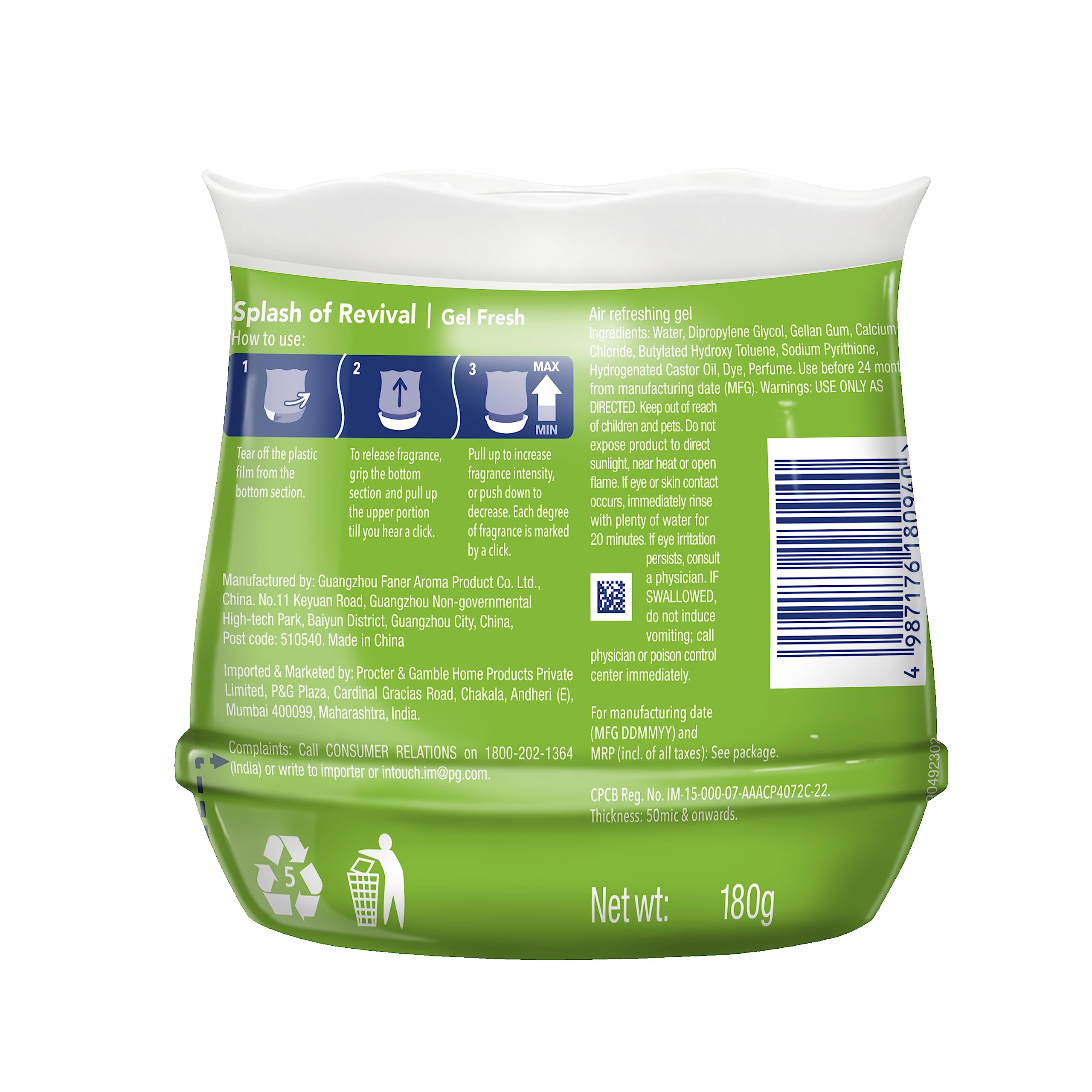 Ambi Pur Moodtherapy Collection Air Freshener Gel - Splash of Revival Lemongrass Scent, 180g | Long-Lasting Fragrance for Home, Office & Car | Eliminates Odors & Refreshes Air Naturally