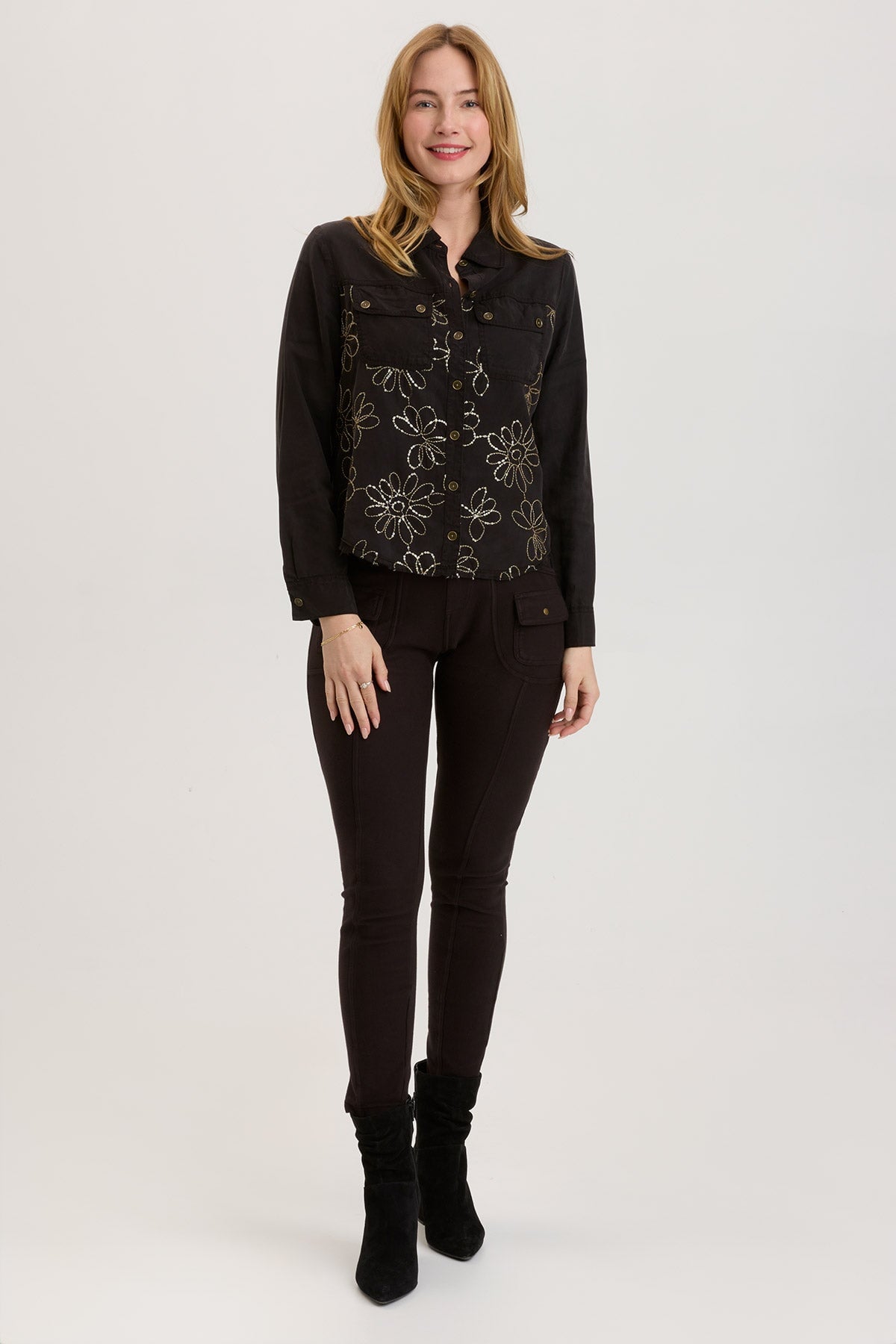Stylish Black Paisley Shacket for Women - Trendy Overshirt Jacket for Fall & Winter - Perfect for Casual Outfits, Layering, and Outdoor Activities
