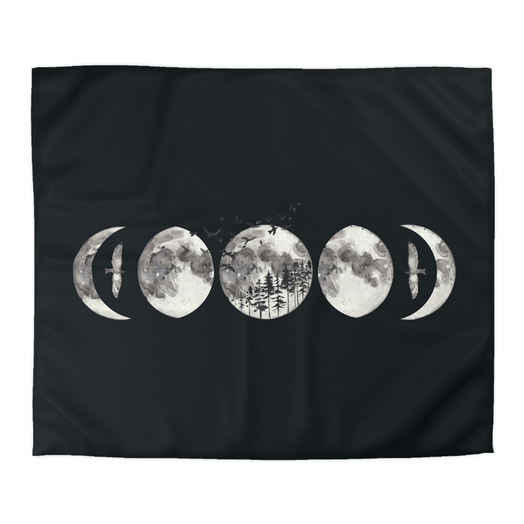 Moon Phases Microfiber Duvet Cover Set - Celestial Themed Bedding for Cozy Bedrooms | Perfect for Astronomy Lovers & Stargazing Decor