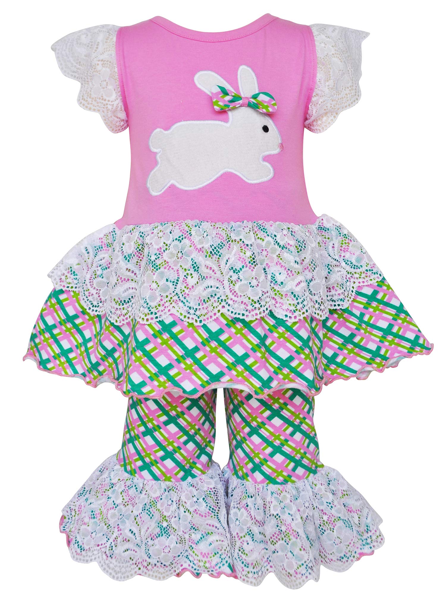 Easter Bunny Outfit for Girls - Pink Gingham Tunic & Capri Set - Spring Holiday Dress Up, Easter Egg Hunt, Family Photos, Church Celebration