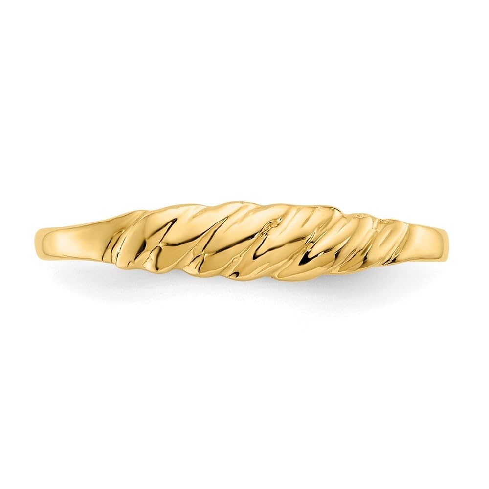 14K Yellow Gold Diamond-Cut Textured Ridged Dome Ring for Women | Elegant Stackable Band Jewelry Gift for Anniversary, Wedding & Special Occasions