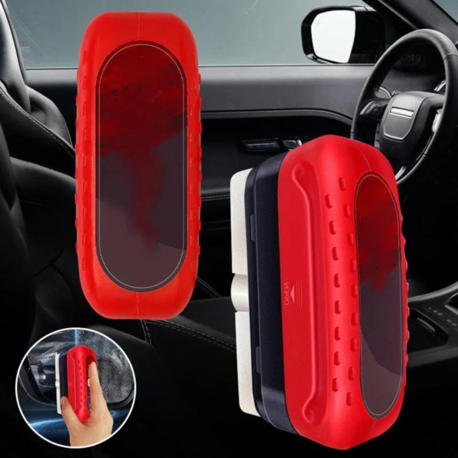 Premium Car Glass Oil Film Cleaner Kit - Windshield Oil Film Remover & Cleaning Brush Set (3 Brushes + 6 Cleaners) for Crystal Clear Visibility - Perfect for Road Trips, Daily Commutes & Winter Driving