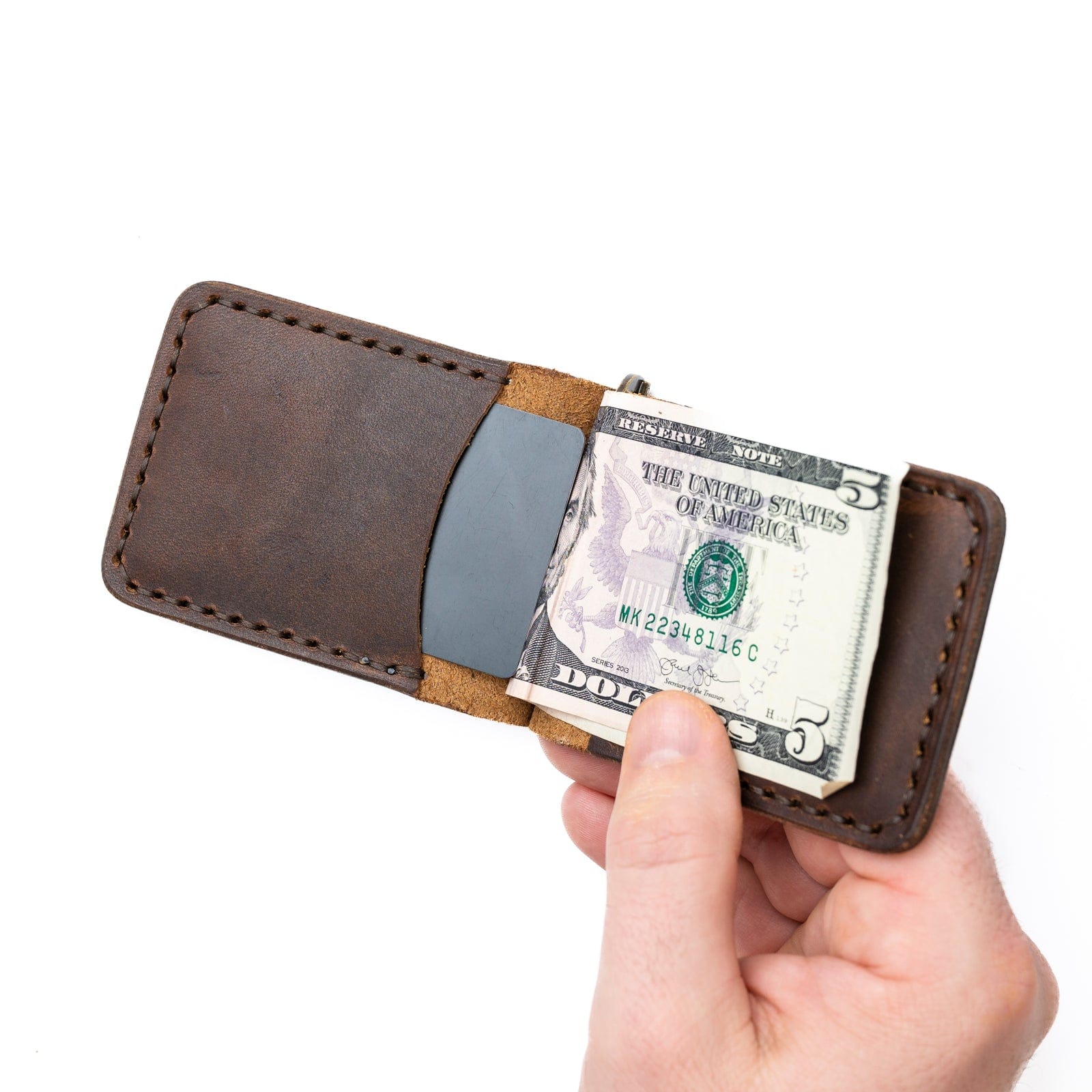 Premium Leather Money Clip Wallet in Heritage Brown - Slim RFID Blocking Bifold for Men | Perfect for Travel, Business & Everyday Carry