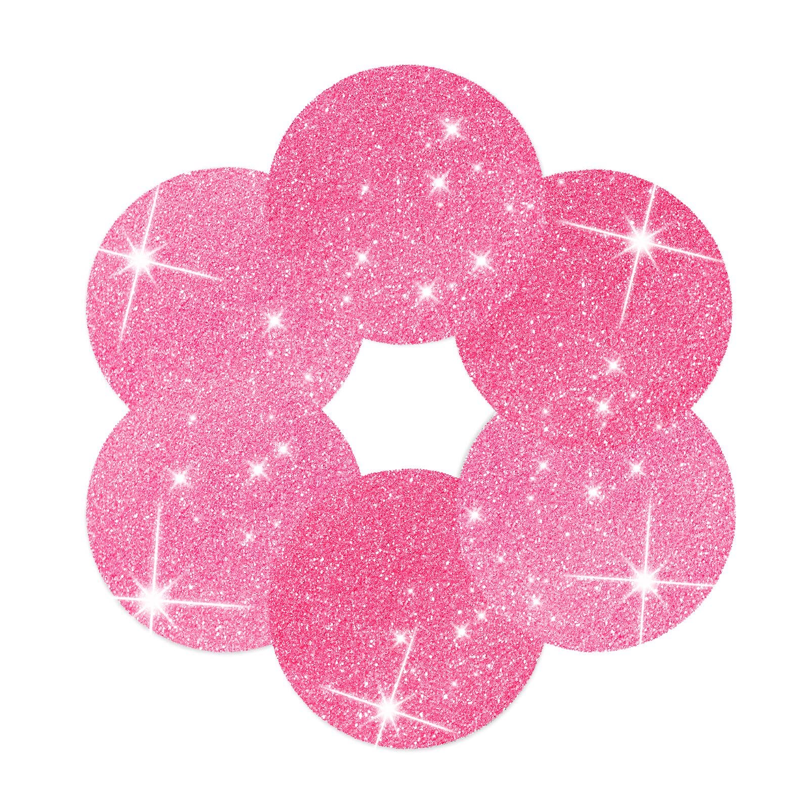 Sparkling Pink Glitter Placemats Set of 4 - 15.4 Inch Round Table Mats for Kitchen Dining, Wedding Party & Christmas Decor - Waterproof PVC Placemats for Everyday Use & Special Occasions