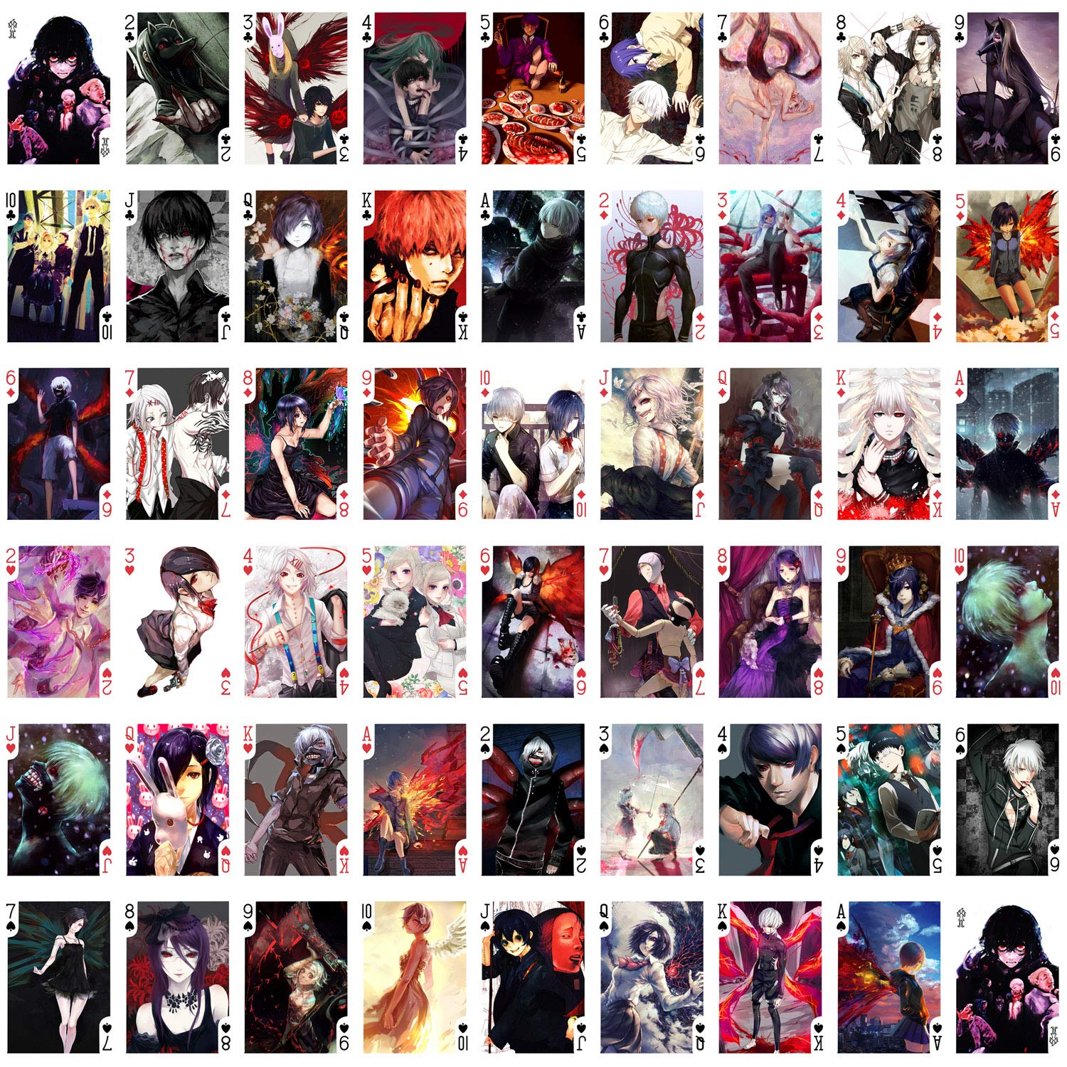 Tokyo Ghoul Anime Playing Cards - 54 Unique Poker Deck for Collectors & Fans | Japanese Horror Manga Themed Card Game for Parties, Gifts & Anime Conventions