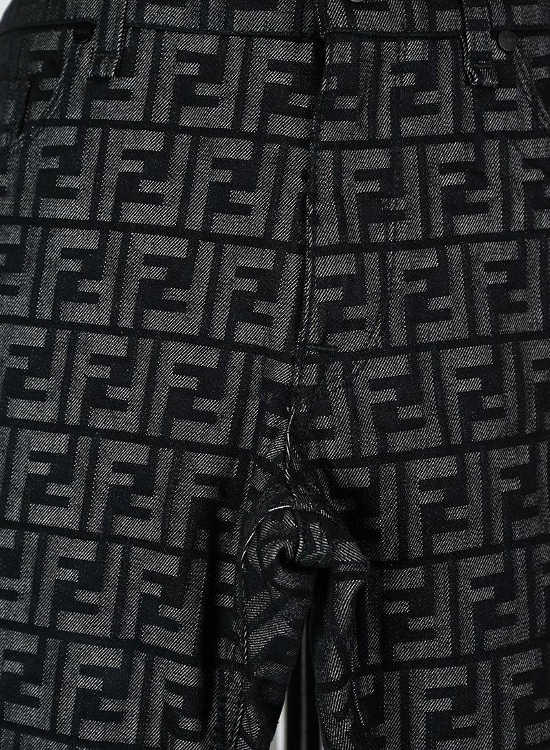 Fendi Zucca Gray and Black Jeans Size 46 - Stylish Designer Denim for Men | Perfect for Casual Outings and Nightlife