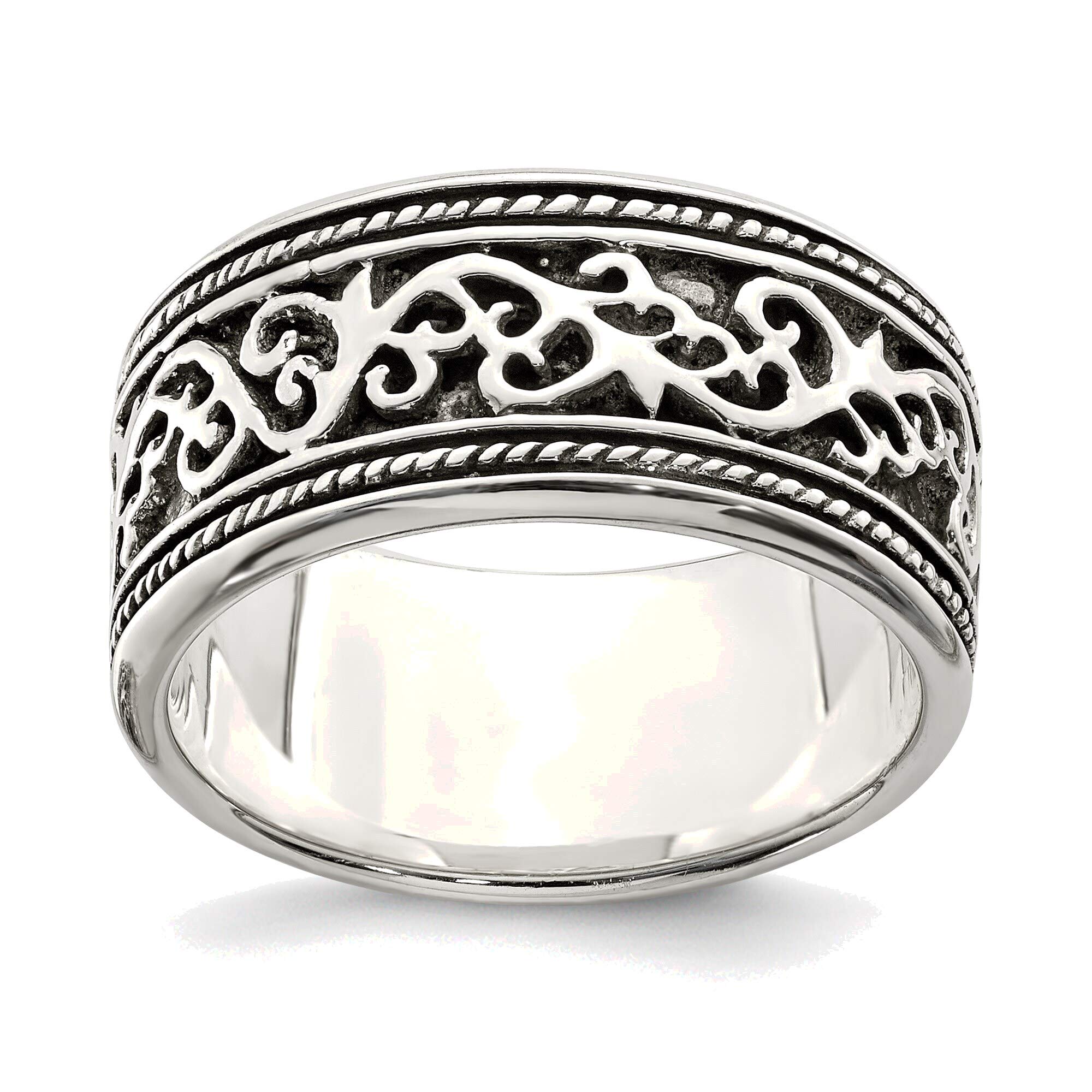 Bonyak Sterling Silver Antique Band Ring - Size 10 for Women | Vintage Style Jewelry for Weddings, Anniversaries & Everyday Wear