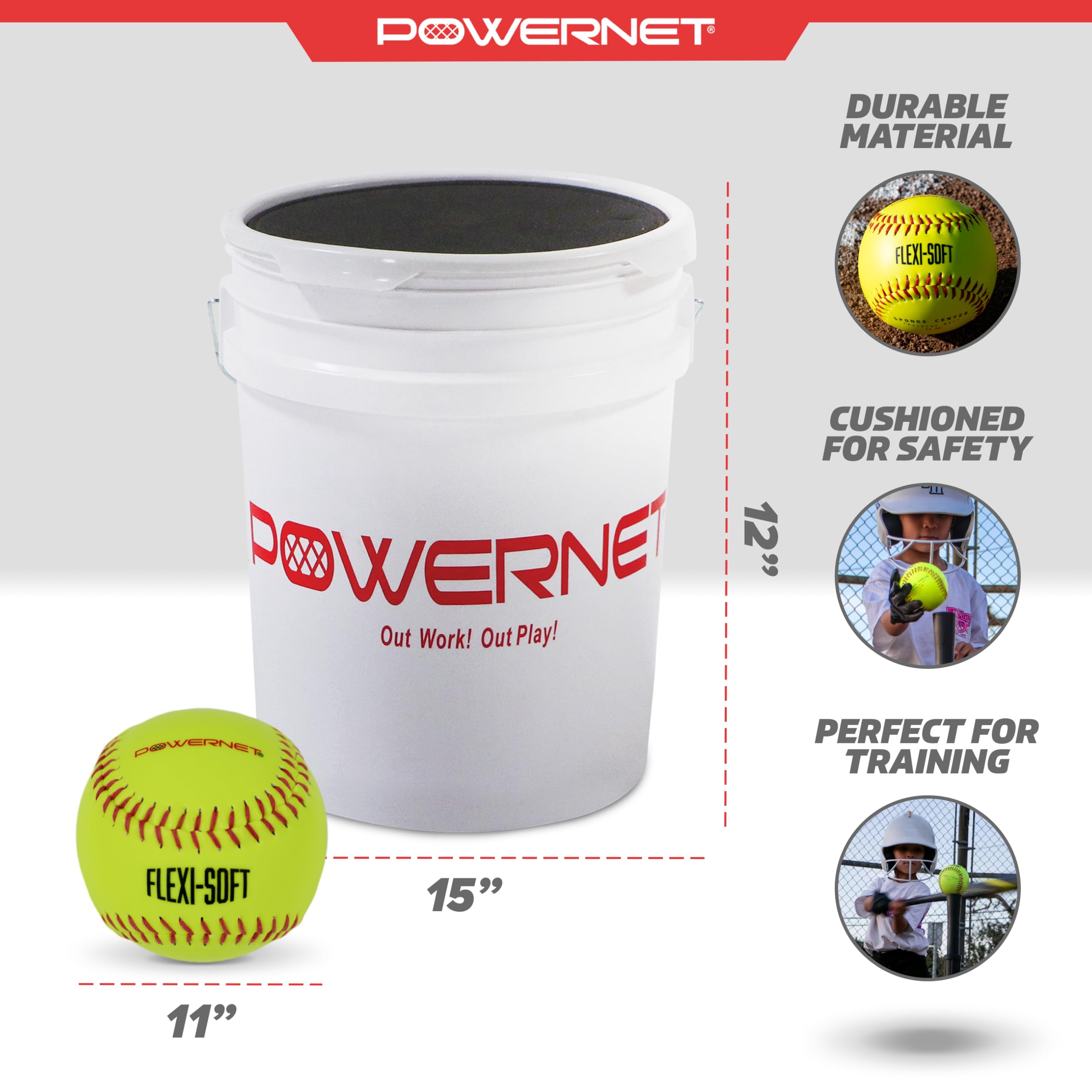 PowerNet Softball Training Equipment - Weighted & Flexi Balls for Batting Practice