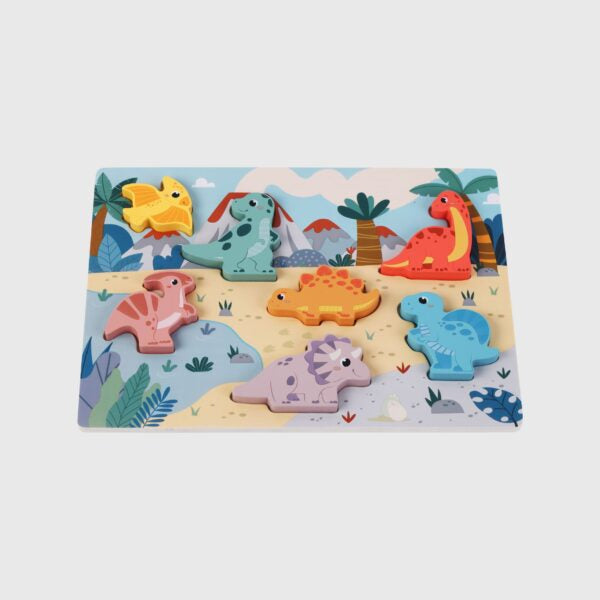Zookabee Chunky Wooden Dinosaur Puzzle - Montessori Toddler Learning Toy for Kids Ages 3-5 | Dino Puzzle for Early Childhood Education & Playroom Decor