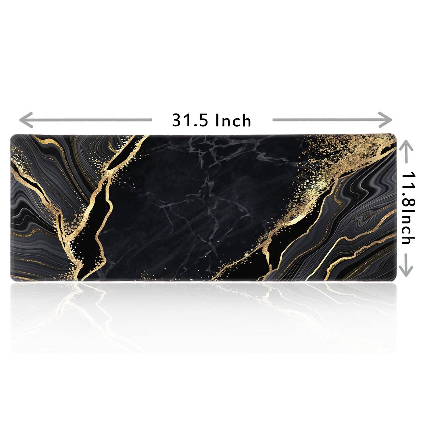 Large Gaming Mouse Pad - Anti-Slip Rubber Base for Office & Home, Black Gold Marble Design for PC Laptop Desk