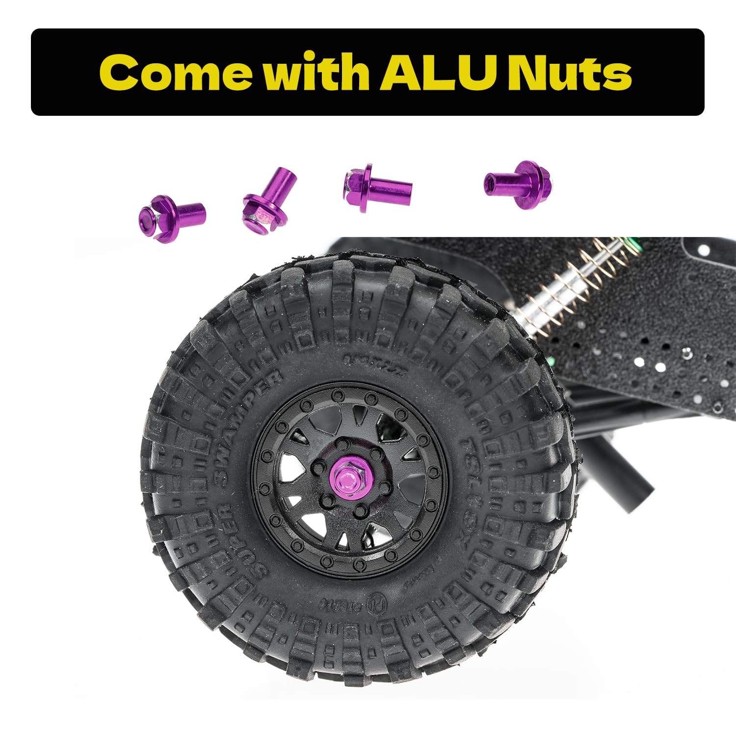 SCX24 AX24 5mm Brass Hex Wheel Hub Extension Kit - Purple Upgrades for Bronco Deadbolt JLU C10 1/24 RC Crawler Car | Off-Road Crawling & Scale Trail Performance Accessories
