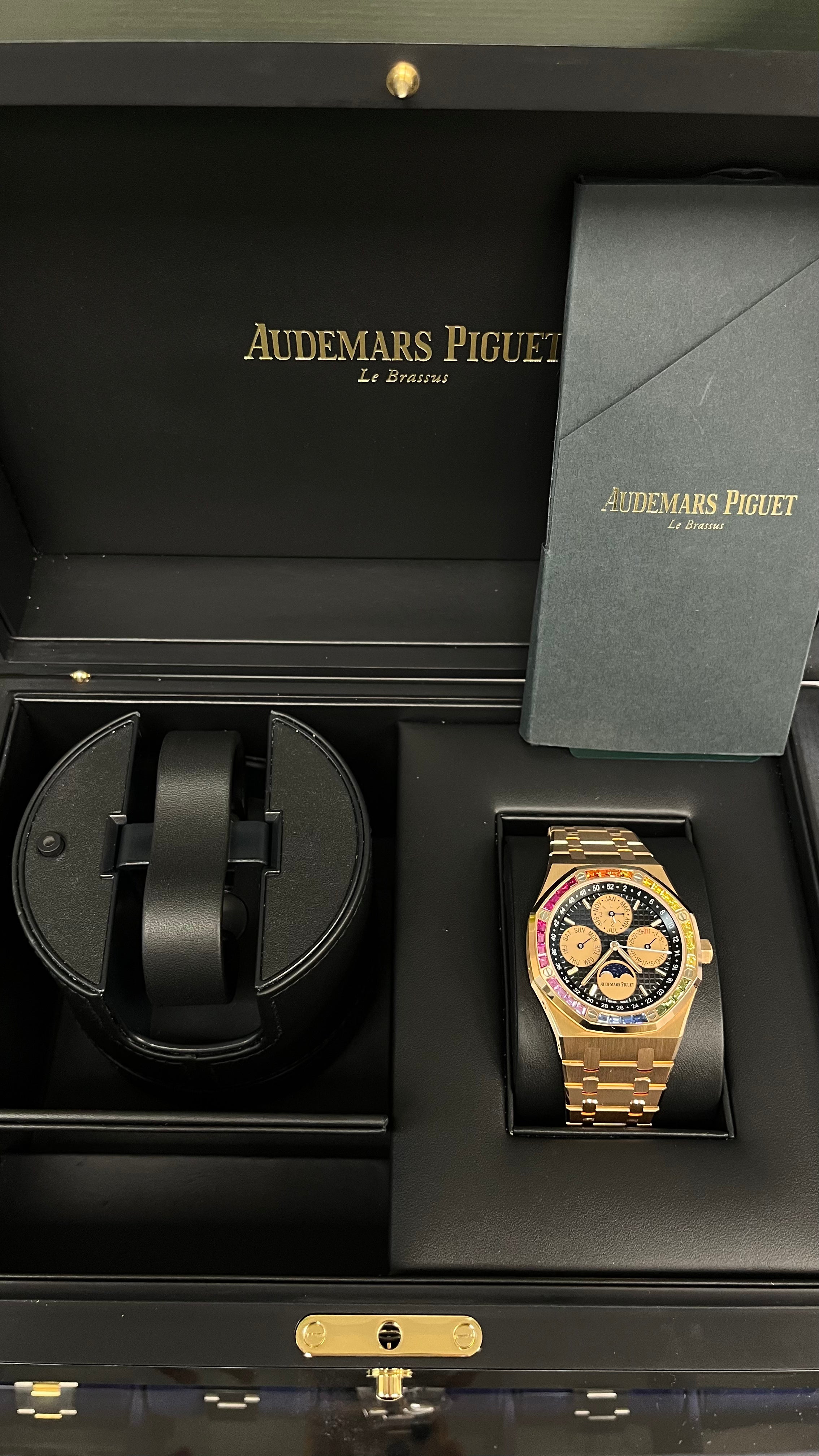 Audemars Piguet Royal Oak Perpetual Calendar 41mm 18K Rose Gold Watch with Rainbow Gemstones - Limited Edition of 20 Pieces (Ref. 266140) - Luxury Collector's Timepiece for Special Occasions & Investment