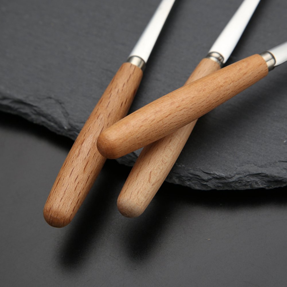 6-Piece Stainless Steel Two-Prong Forks with Wooden Handles - Perfect for Fruit, Cake, Appetizers & Desserts - Ideal for Parties, Picnics & Elegant Dining