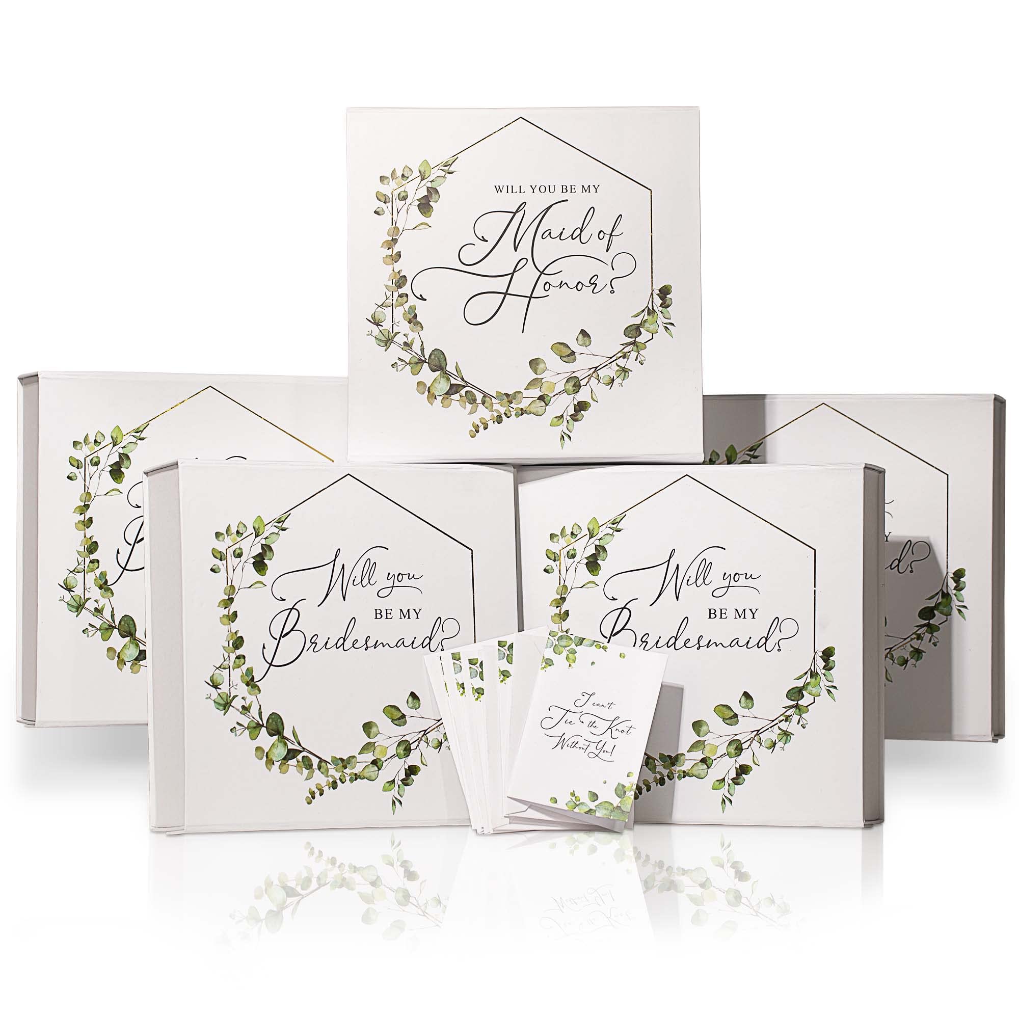 Elegant Floral Bridesmaid Proposal Box Set with Lids - Personalized Wedding Party Invitation Gift for Maid of Honor - Includes 5 Empty Boxes & Card Sets - Perfect for Bachelorette Parties & Bridal Showers