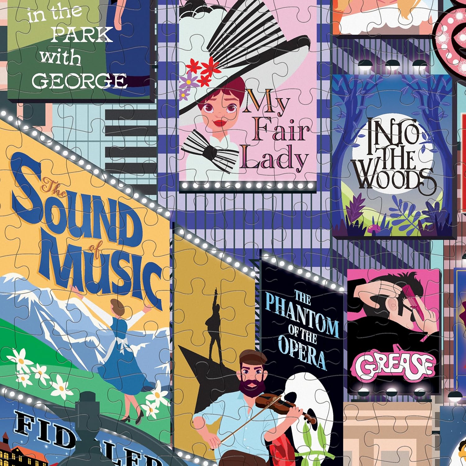 50 Must-See Musicals Bucket List - 1000 Piece Jigsaw Puzzle for Adults | Broadway Theater Lovers Gift | Family Game Night & Home Decor