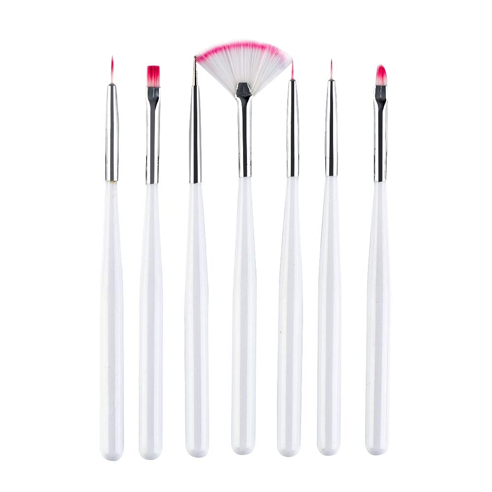8-Piece Professional Nail Art Brush Set - Acrylic Nail Brush, UV Gel Brush, Manicure Tools for Nail Design & Gel Polish Application (White, 7 Brushes) - Perfect for Salon, Home Manicure & DIY Nail Art