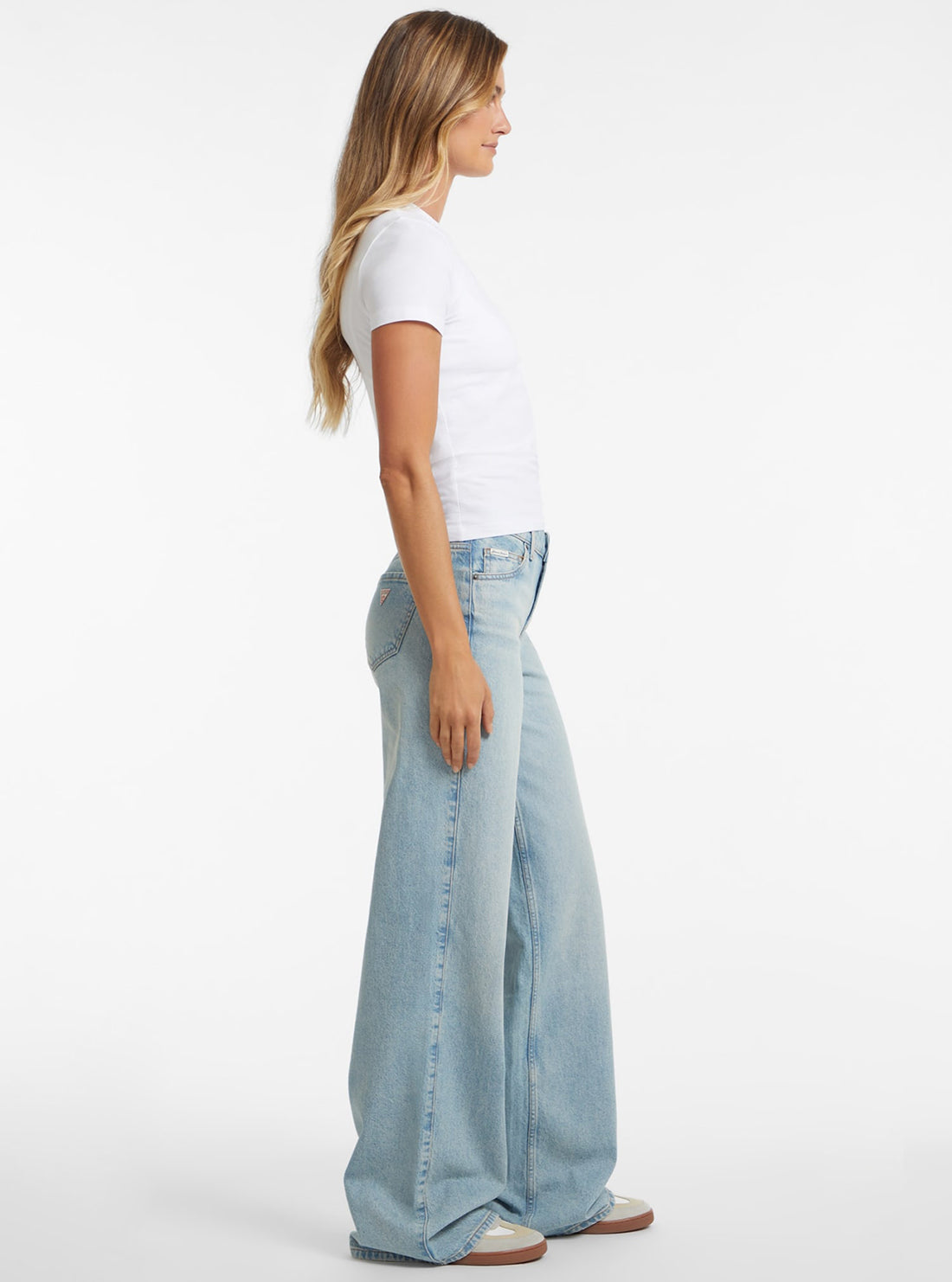 Guess G11 Women's Wide Leg Jeans - High Waist Stretch Denim Pants for Casual & Office Wear | Trendy Comfortable Jeans for Everyday Style