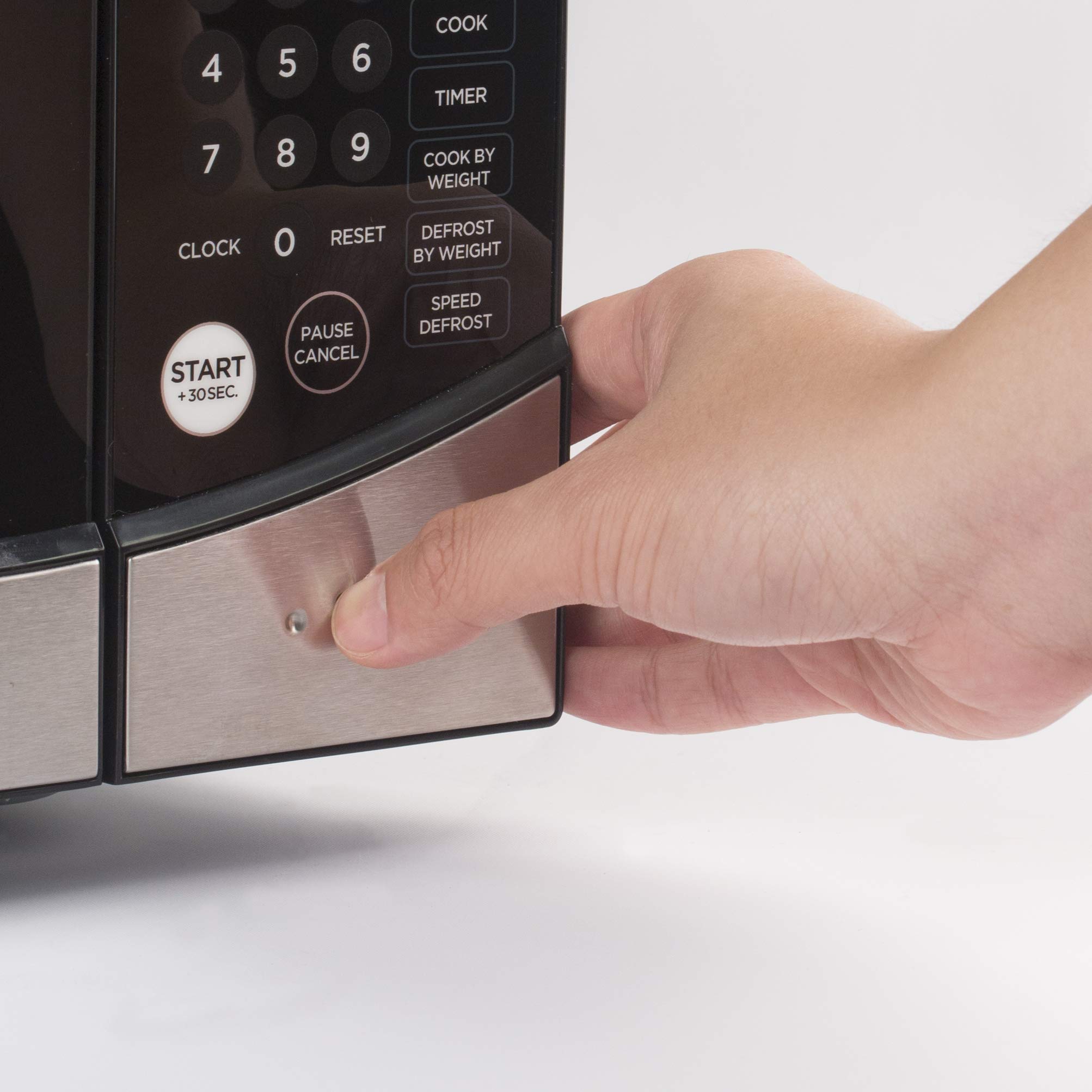 Commercial Chef 0.9 Cu Ft Stainless Steel Countertop Microwave - 900W with 10 Power Levels, Digital Controls, Push Button, Child Lock, Timer & Quick-Touch Menu - Perfect for Home Kitchen, Office Breakroom & Small Spaces