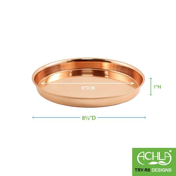 Round Copper Trays for Home Decor - Elegant Handmade Metal Serving Tray for Dining, Coffee Table, or Wall Display - Perfect for Entertaining & Gift Giving
