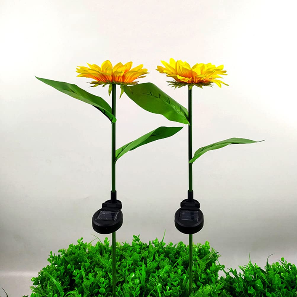 Sunflower Solar Lights 2-Pack - Waterproof Outdoor Garden Decor for Pathways & Lawns