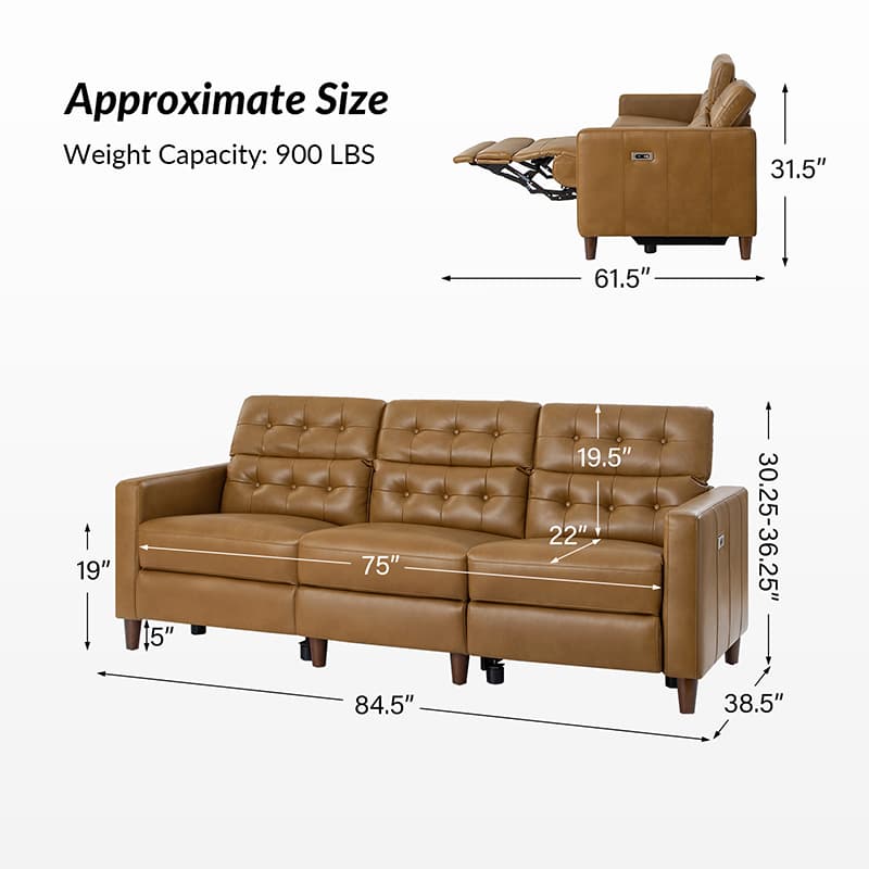 Viktor Mid Century Modern Oversized Power Reclining Sectional Sofa with Adjustable Headrests - Comfortable L-Shaped Couch for Living Room, Home Theater & Family Gatherings