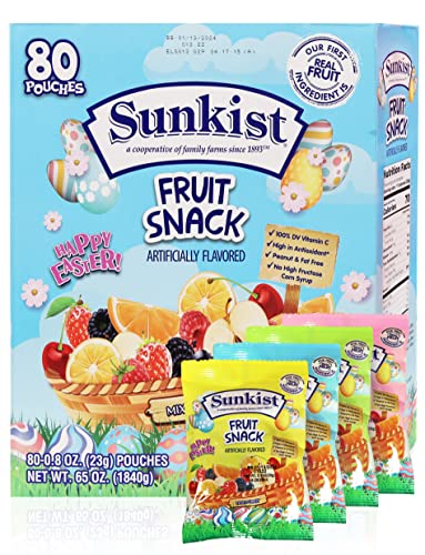 Healthy Mixed Fruit Snacks Variety Pack - Peanut Free, Fat Free, No High Fructose Corn Syrup - 0.8oz Single Serve Bags (Pack of 80) - Perfect for Easter Baskets, School Lunches & On-the-Go Snacking