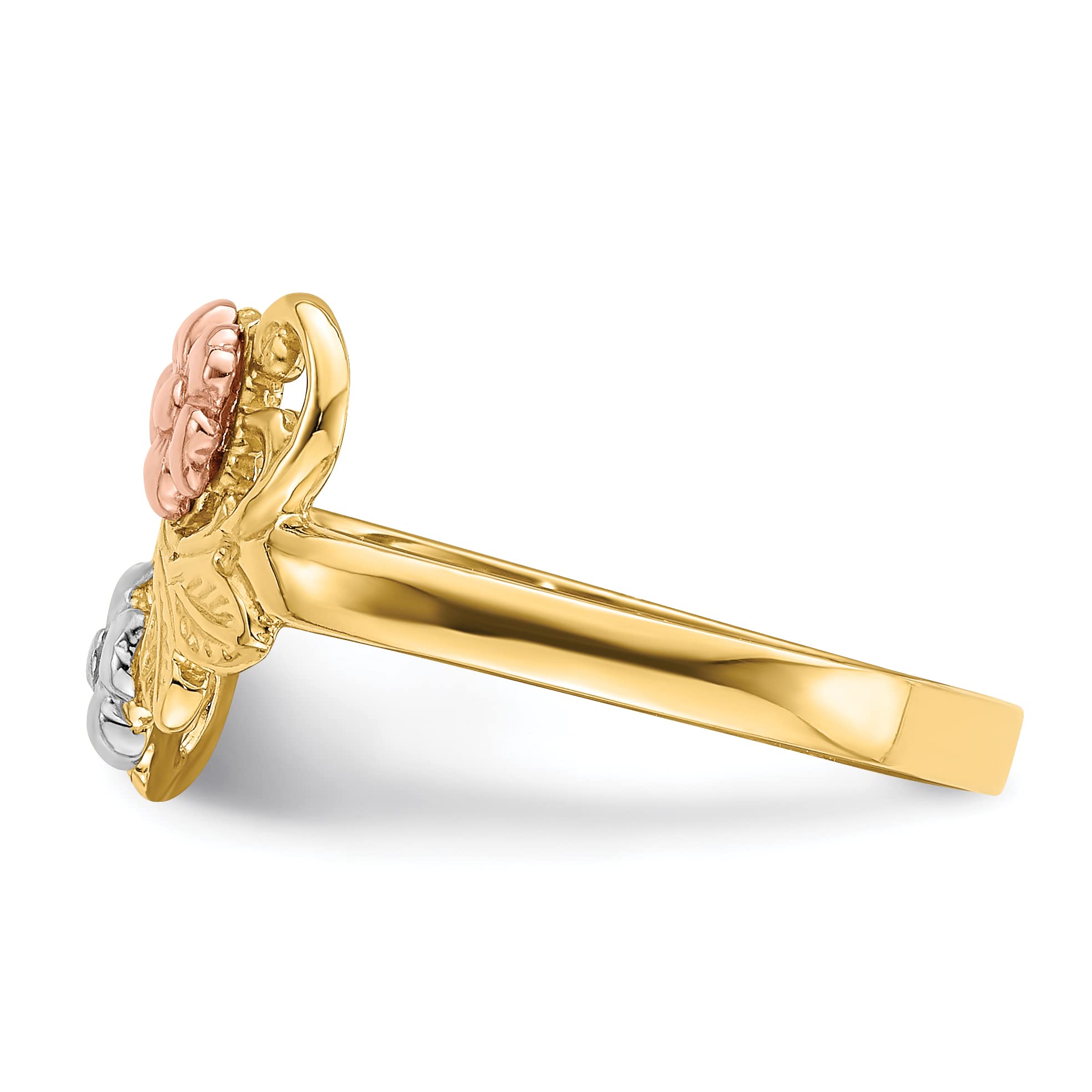 14K Two-Tone Gold & White Rhodium Flower Ring - Size 6.0 | Elegant Floral Jewelry for Women | Perfect for Weddings, Anniversaries & Special Occasions