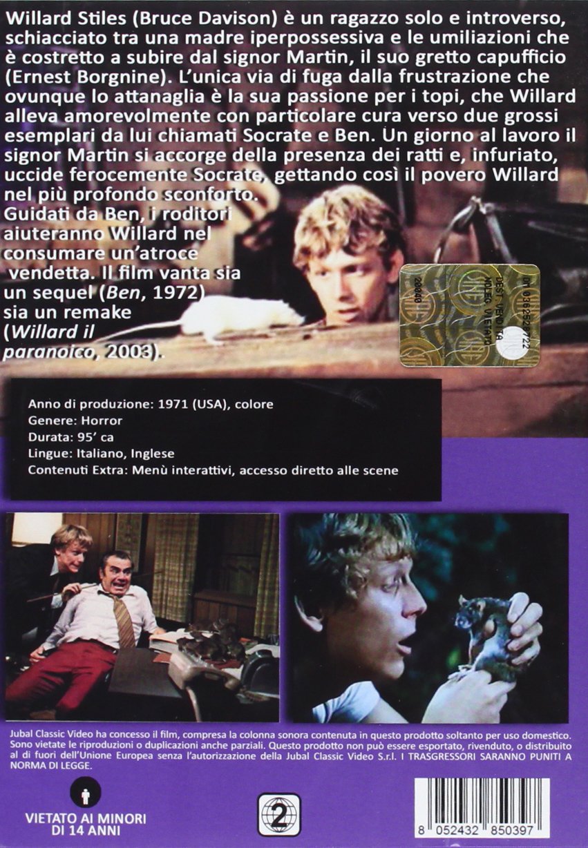 Willard (Ratman's Notebooks) DVD - Region 0 Import from Italy | Classic Horror Film for Movie Collectors & Thriller Fans | Perfect for Halloween Movie Nights & Cult Film Screenings