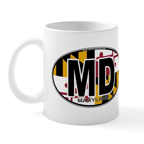 White - Maryland MD Oval (W/Flag) Mug