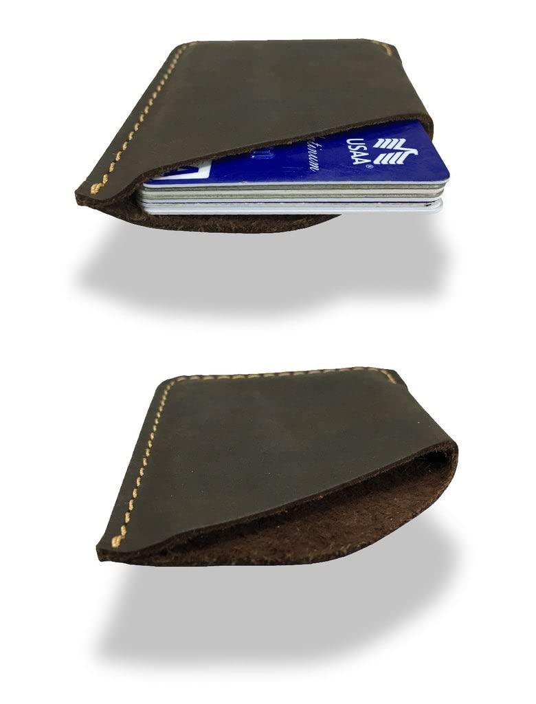 Slim Leather Minimalist Card Holder for Men & Women - RFID Blocking Thin Credit Card & Business Card Wallet - Front Pocket Wallet - Magnum (Brown) - Perfect for Travel, Everyday Carry & Minimalist Lifestyle