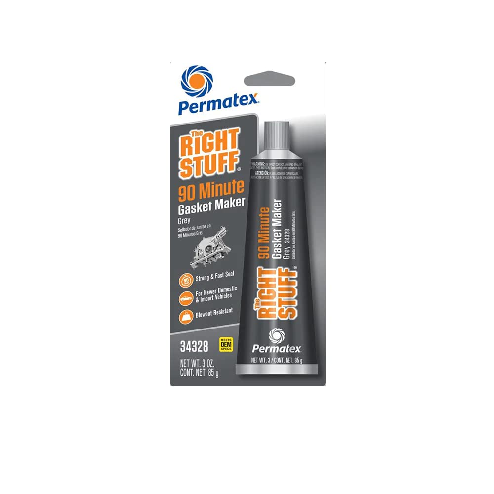 Permatex 34328 The Right Stuff 90 Minute Grey Gasket Maker 3 Oz - High Temp Engine Sealant for Automotive, Marine & Industrial Use - Perfect for Gaskets, Oil Pans & Transmission Repairs