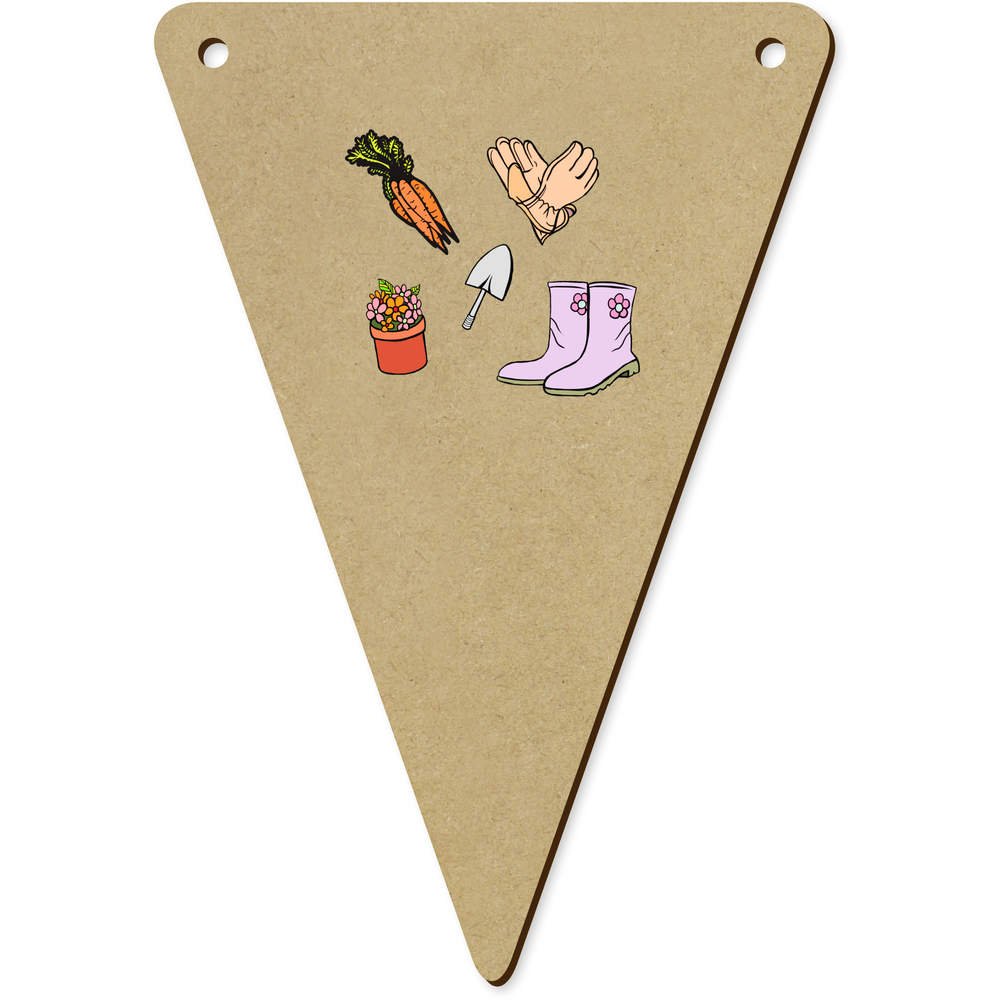 Azeeda 5-Pack 140mm Wooden Bunting Flags for Garden Decor - BN00049412 - Perfect for Outdoor Parties, Weddings & DIY Home Decoration