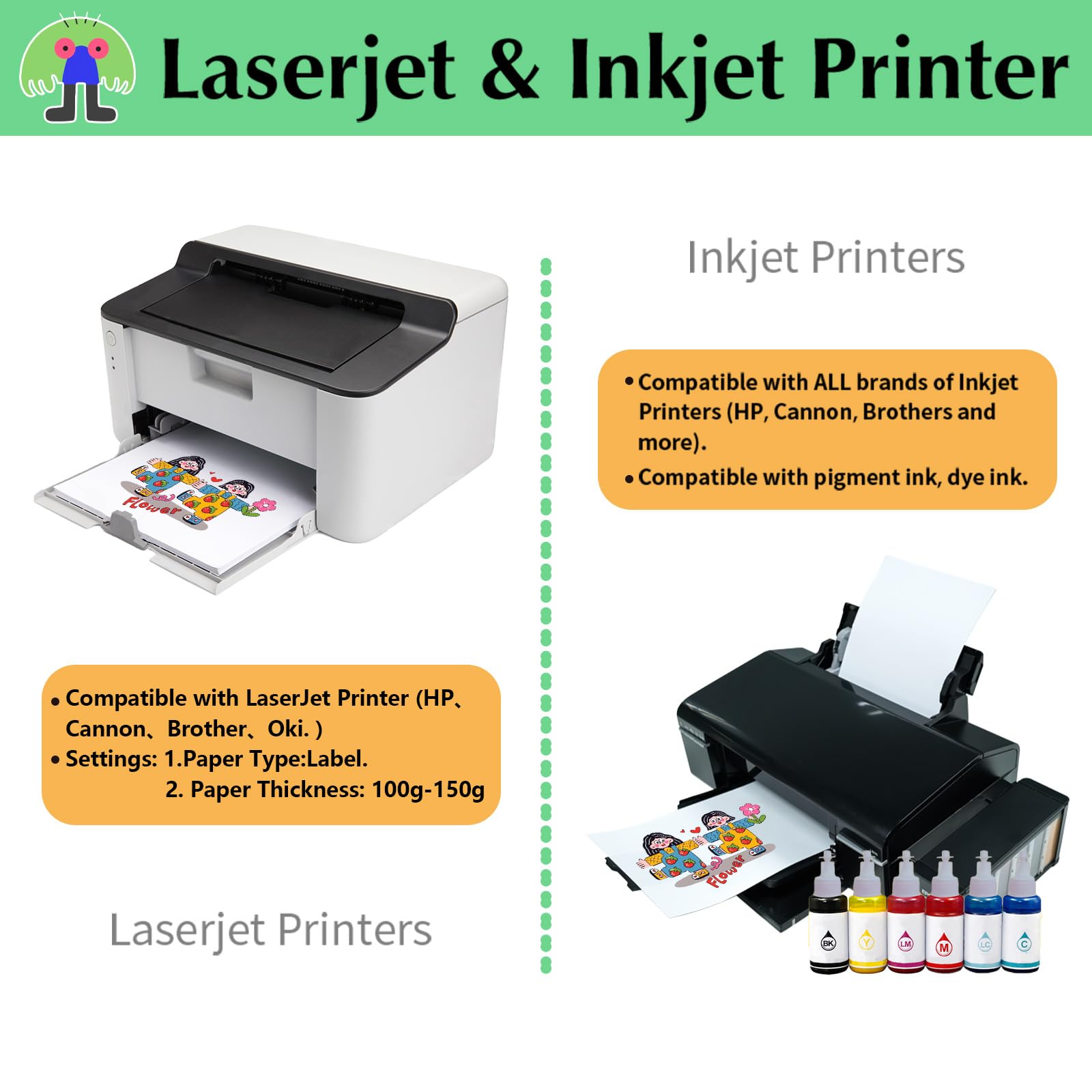 DIY Kids' Heat Transfer Kit - 10 Sheets Iron-on Transfer Paper (7 Light & 3 Dark) 8.5