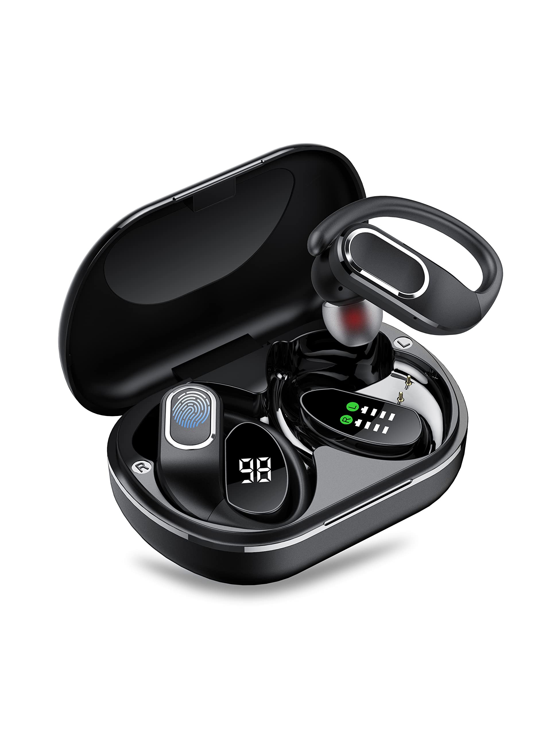 WeurGhy Wireless Bluetooth 5.1 Earbuds with HD Microphone, Deep Bass Sports Earphones, 80H Playtime & IPX7 Waterproof - Perfect for Running, Workout & Gym | LED Display Headphones for Music & Calls