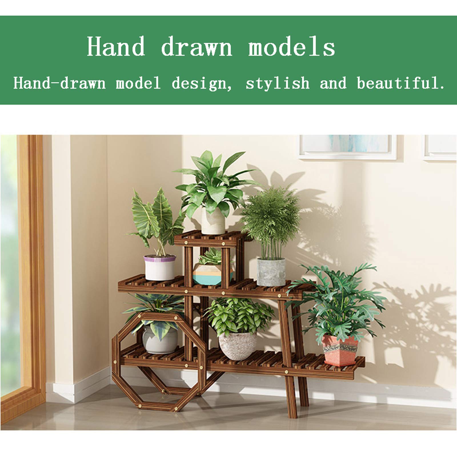 Pine Wood Plant Stand - Indoor & Outdoor Flower Pot Holder Shelf with Adjustable Height for Garden, Patio, Living Room | Perfect for Displaying Plants, Herbs & Home Decor