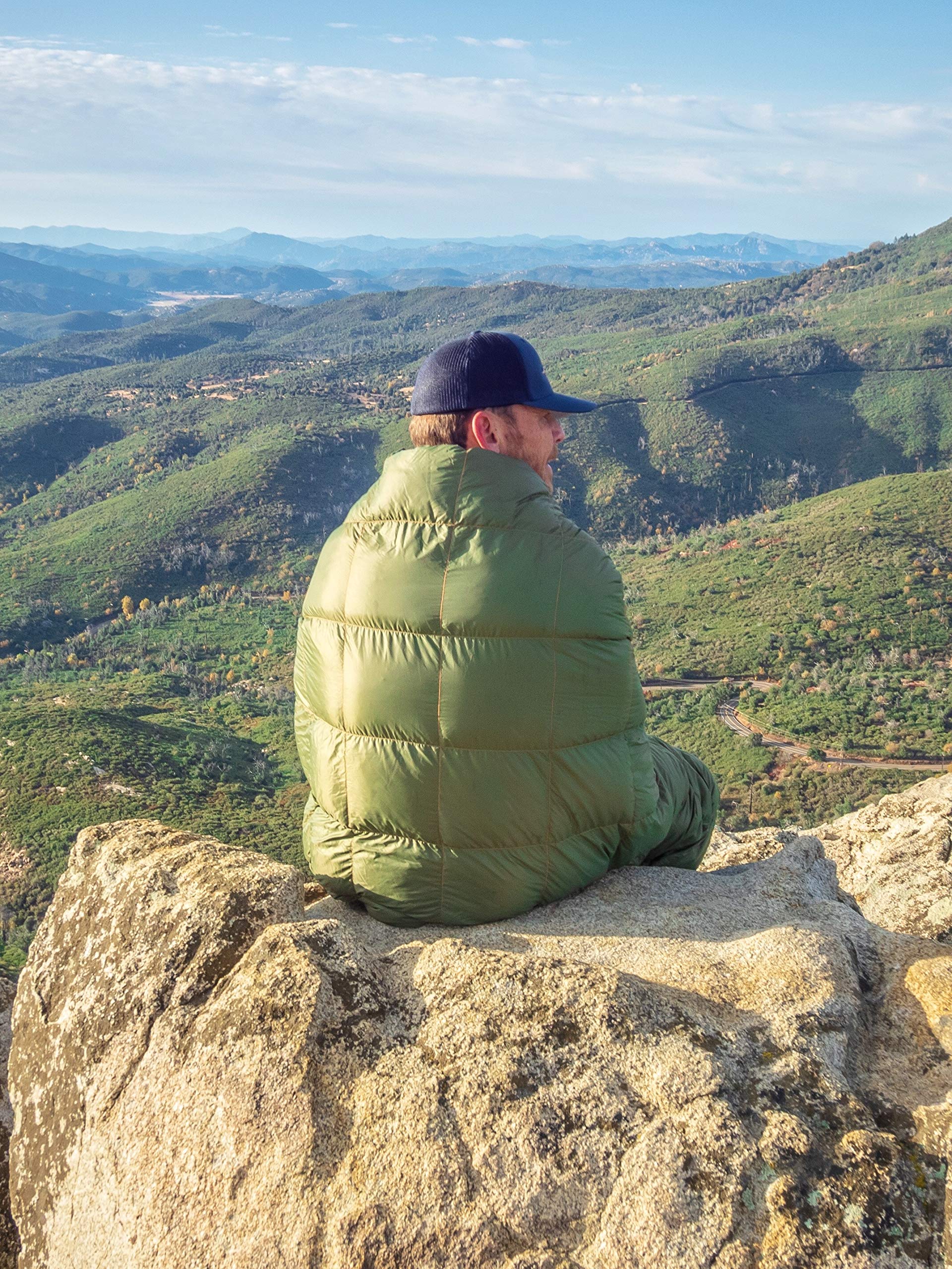Premium Down Camping Blanket - Olive & Gray Bundle - Ultra Lightweight, Packable & Warm 650 Fill Power Water-Resistant Quilt for Outdoor Adventures, Hiking, Backpacking, Travel & Picnics | Cozy Home Use & Emergency Survival Gear