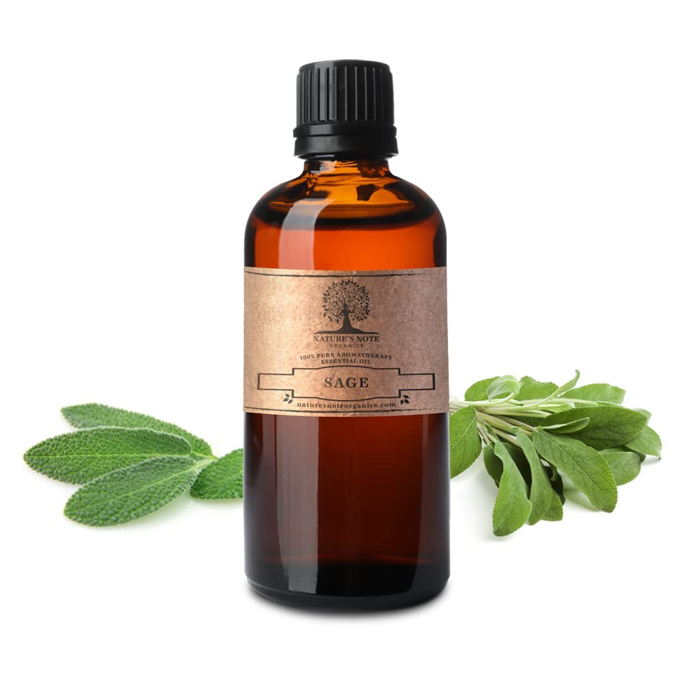 100% Pure Sage Essential Oil for Aromatherapy & Relaxation - 8 Fl Oz by Nature's Note Organics - Perfect for Diffusers, Massage & DIY Skincare