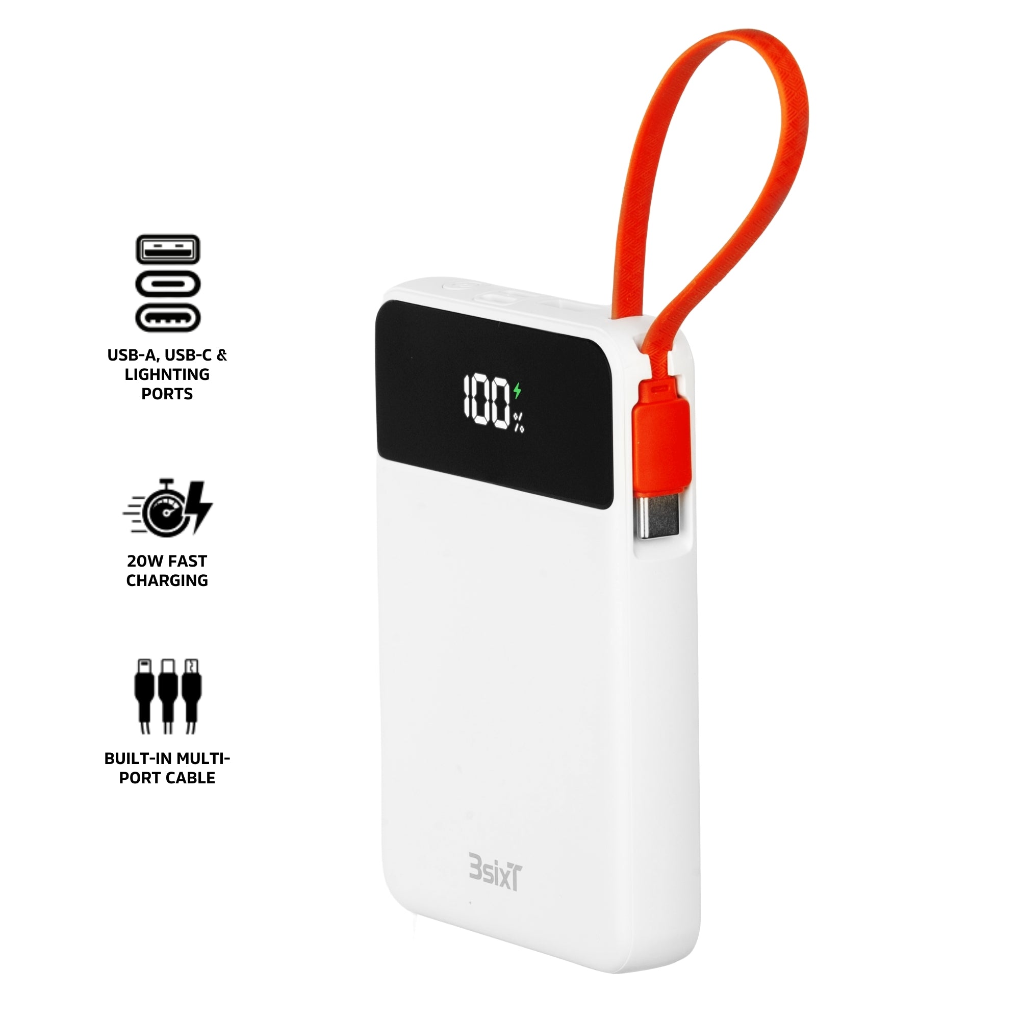 3sixT JetPak 2-in-1 10000mAh Portable Charger Power Bank - Fast Charging for iPhone, Android, Tablets - Perfect for Travel, Camping & Emergency Backup